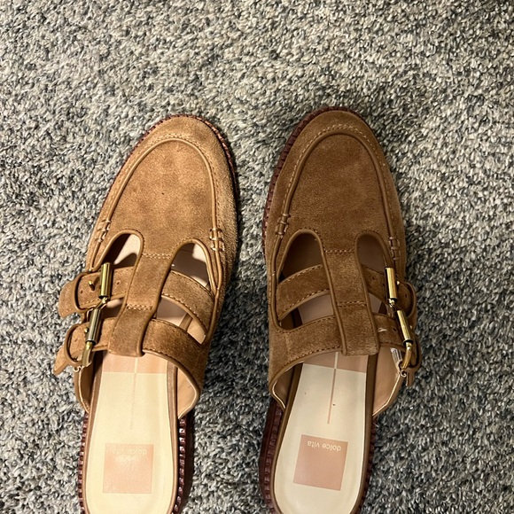 Dolce Vita Tan Suede Double Buckle Mules - Picture 3 of 3